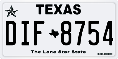 TX license plate DIF8754