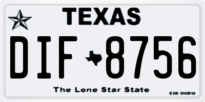 TX license plate DIF8756