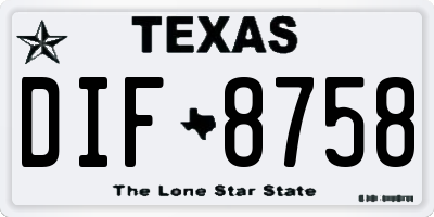 TX license plate DIF8758