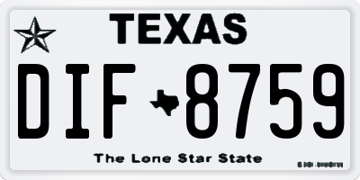 TX license plate DIF8759