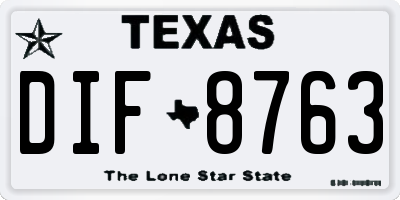 TX license plate DIF8763