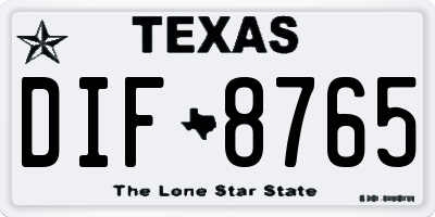 TX license plate DIF8765