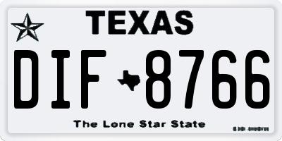 TX license plate DIF8766