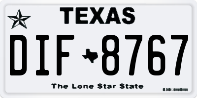 TX license plate DIF8767