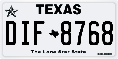 TX license plate DIF8768