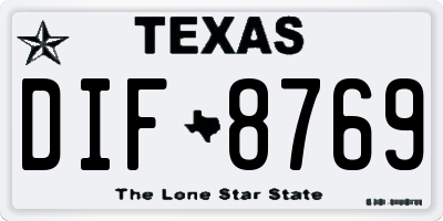 TX license plate DIF8769