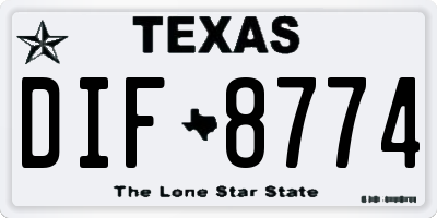 TX license plate DIF8774