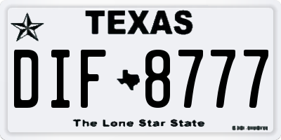 TX license plate DIF8777