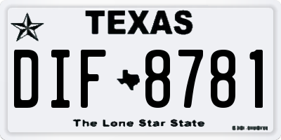 TX license plate DIF8781