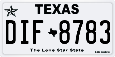 TX license plate DIF8783