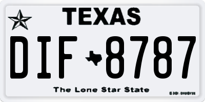 TX license plate DIF8787