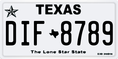TX license plate DIF8789