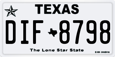 TX license plate DIF8798