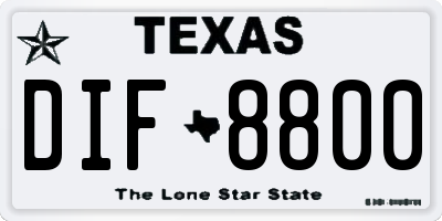 TX license plate DIF8800