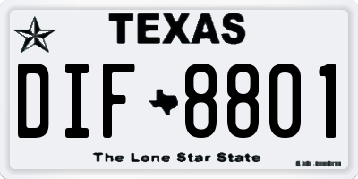 TX license plate DIF8801