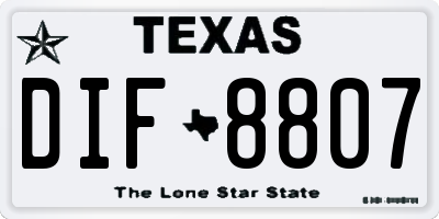 TX license plate DIF8807