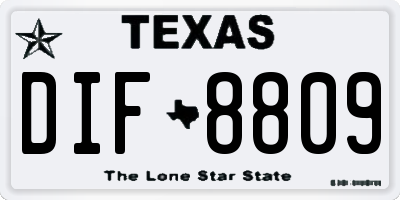 TX license plate DIF8809
