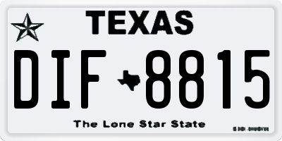 TX license plate DIF8815
