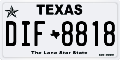 TX license plate DIF8818