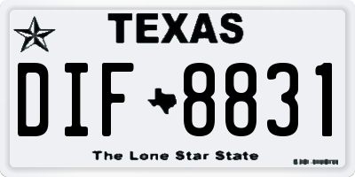 TX license plate DIF8831
