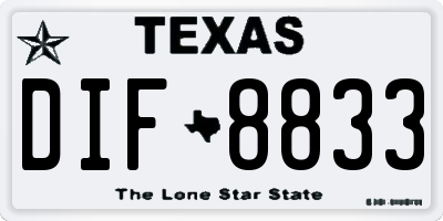 TX license plate DIF8833