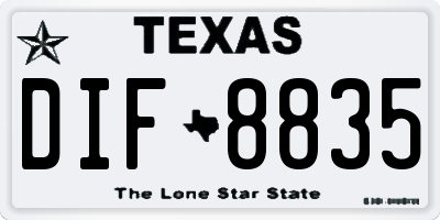 TX license plate DIF8835