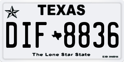 TX license plate DIF8836