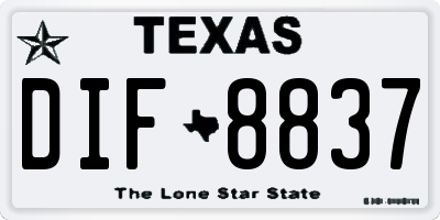 TX license plate DIF8837