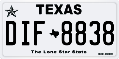 TX license plate DIF8838
