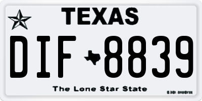 TX license plate DIF8839
