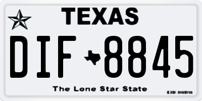 TX license plate DIF8845