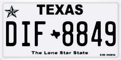 TX license plate DIF8849