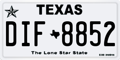 TX license plate DIF8852