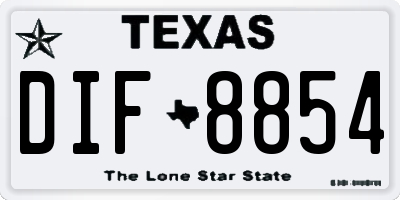 TX license plate DIF8854