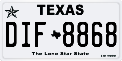 TX license plate DIF8868