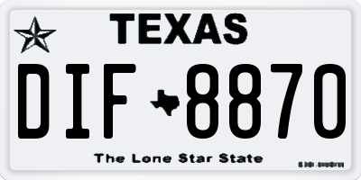 TX license plate DIF8870