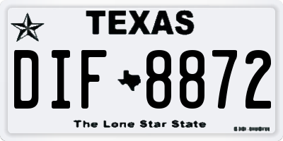 TX license plate DIF8872