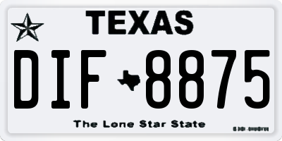 TX license plate DIF8875