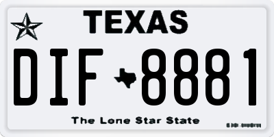 TX license plate DIF8881
