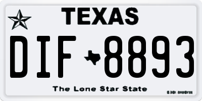 TX license plate DIF8893