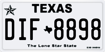 TX license plate DIF8898