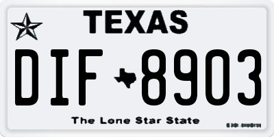 TX license plate DIF8903