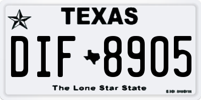TX license plate DIF8905