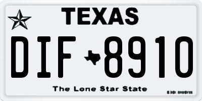 TX license plate DIF8910