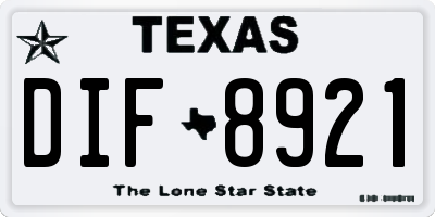 TX license plate DIF8921