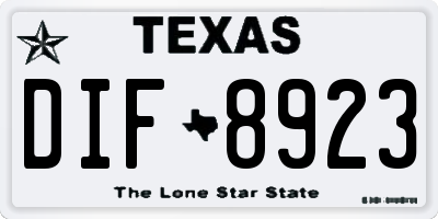 TX license plate DIF8923