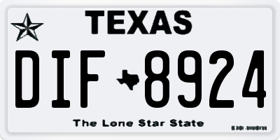 TX license plate DIF8924