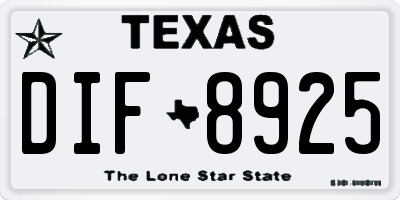 TX license plate DIF8925