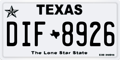 TX license plate DIF8926