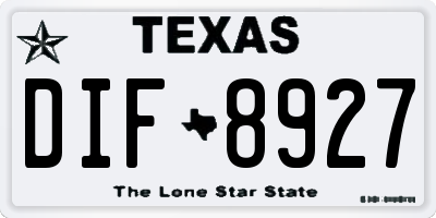 TX license plate DIF8927